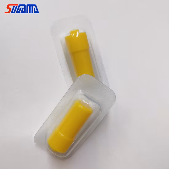 병원의 의료용 노란색 수술용 헤파린 캡